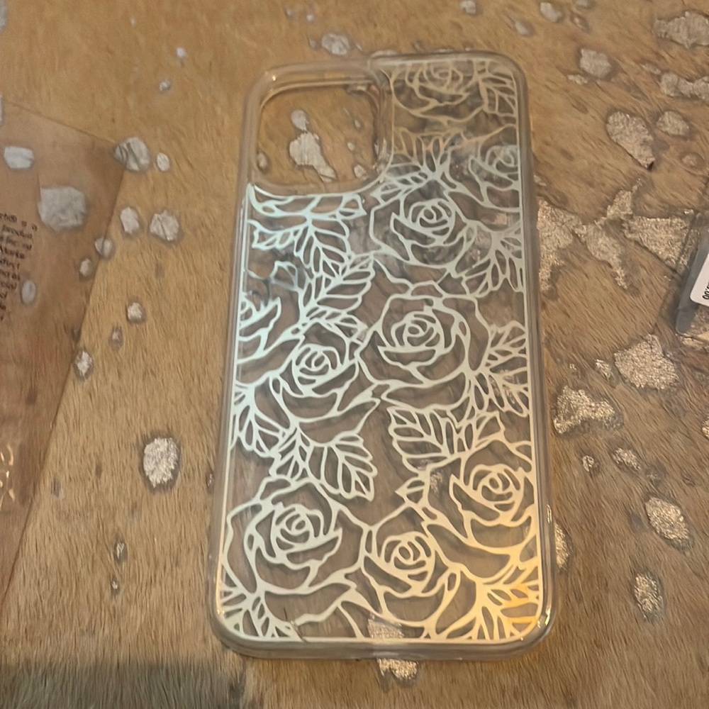 Claire’s clear and gold rose iPhone 12 ProMax case